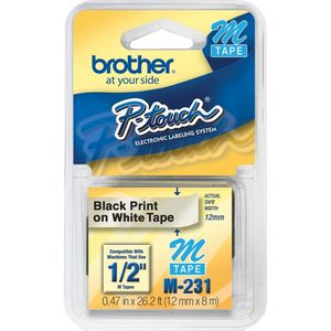 Fita Para Rotulador Brother M231 12MM Preto e Branco