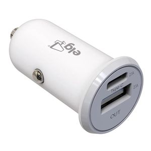 Carregador Veicular ELG CC2STC USB/USB-C/2 Portas 2.1A/ 5V Branco