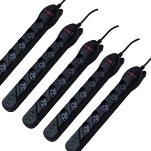 Kit 5 Filtro De Linha Qualitronix 5 Tomadas + 3 USB QFL5U