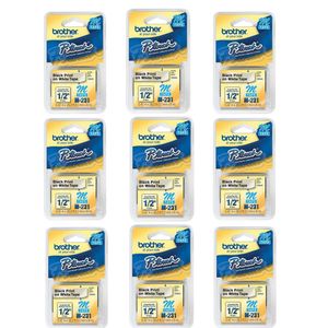 Kit 9 Fita Para Rotulador Brother M231 12MM Preto e Branco
