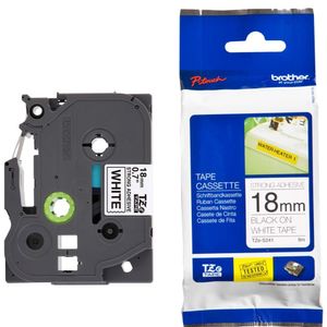 Fita Para Rotuladora Brother 18 Metro TZE241 Preto e Branco