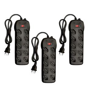 Kit 3 Filtro de Linha 10 Tomadas Qualitronix Bivolt QFL10P 1,2M