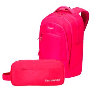 Kit Mochila Plasma Samsonite Rosa + Estojo Samsonite Rosa
