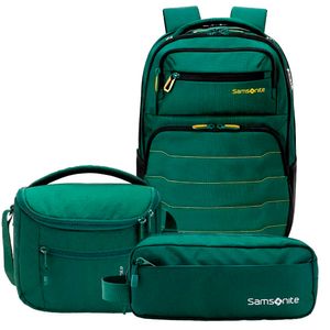 Kit Mochila Stark Samsonite Verde + Lancheira Termica Samsonite Verde + Estojo Samsonite Verde