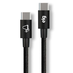 Cabo USB-C ELG 3.0A TC60B 1 Metro Preto