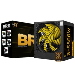 Fonte ATX 500W 80 Plus Bronze BRX Automatica Com Cooler Amarelo Sem Cabo B-S500W