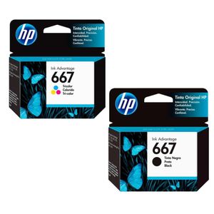Kit Cartucho de Tinta HP 667 Original Colorido e Preto 2 Unidades