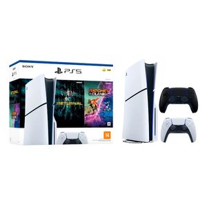 Console PS5 Sony Slim 1TB Midia Fisica + 2 Jogos Sony + 2 Controle Preto e Branco